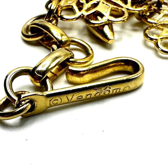 '60s NECKLACE STACK: Gold Geometric Pendant w/Pearls & Vendome Mesh Bib Pairing - Picture 14 of 16